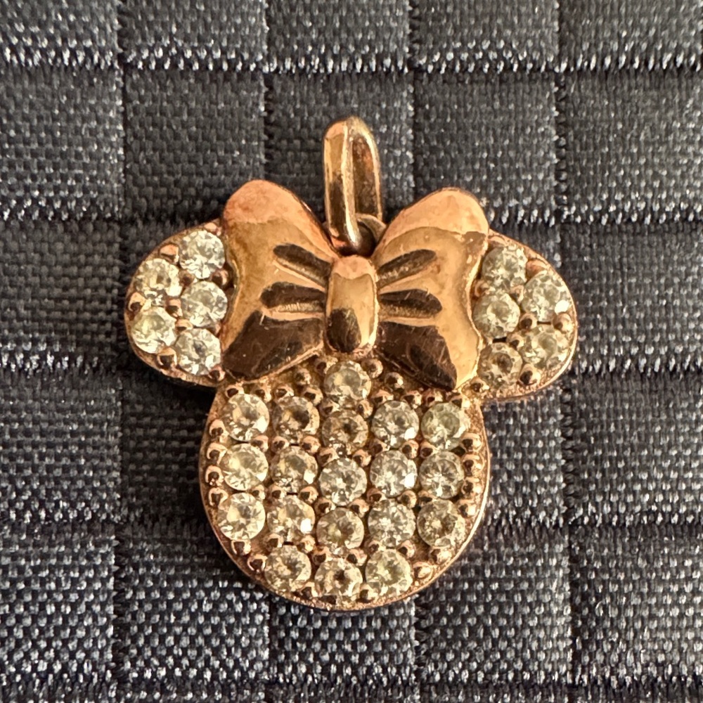 Minnie Mouse Rose Gold Bow Pendant, 925 Sterling Silver and Cubic Zirconia